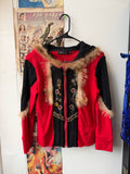 red zip up with fur