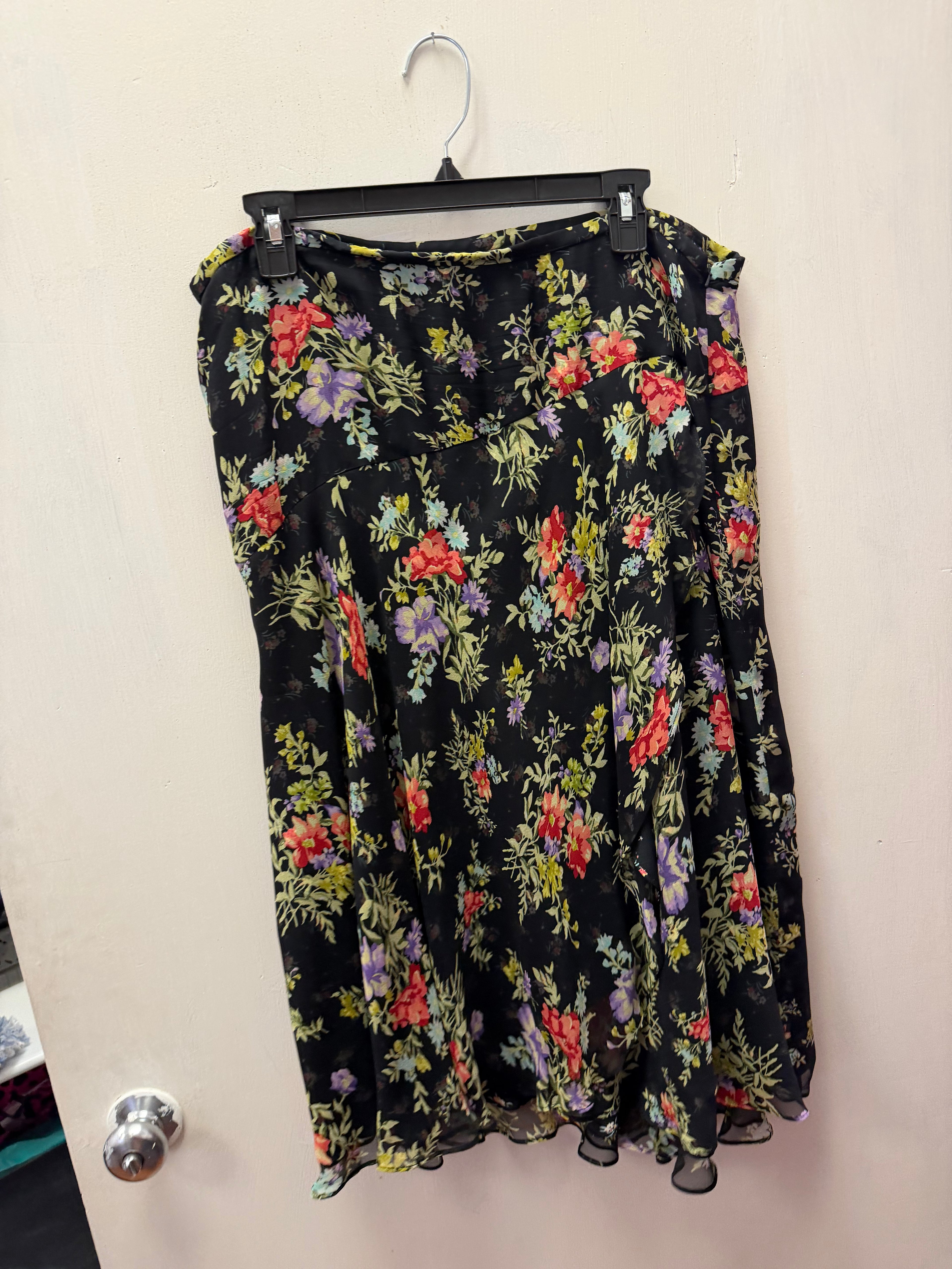 silk floral skirt